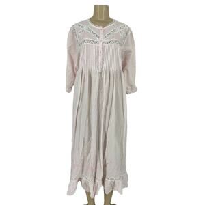 Vintage Saybury Large Women 1980-90 Pink Nightgown Pintuck Lace Embroidery F93v